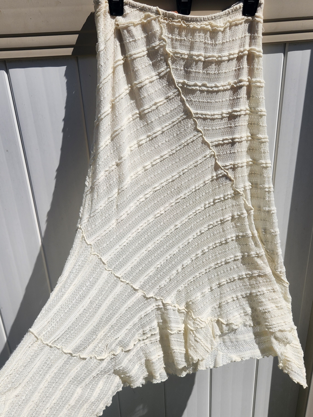 Francesca's Collections Cream Asymmetrical Knit Skirt